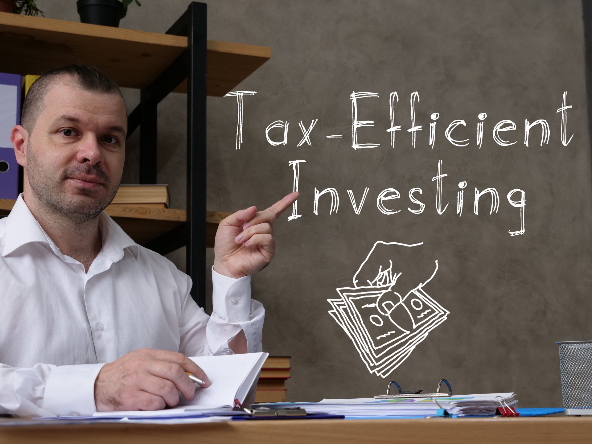 Tax-Efficient Investing is shown on the conceptual business photo